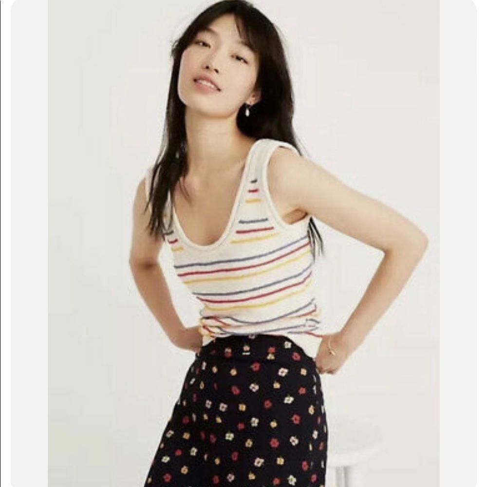 Madewell Womens Scoop Sweater Tank Sz XL Allgood Striped Top